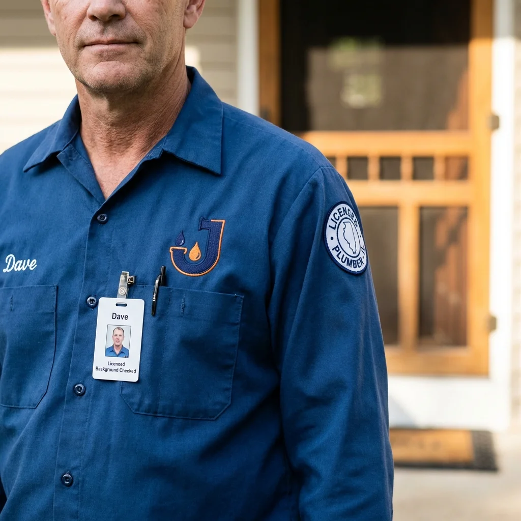 Licensed plumber showing ID badge in Hanson, MA