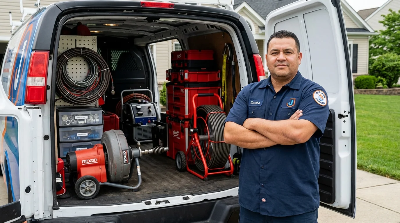 Professional drain cleaning equipment and Johns Plumbing LLC plumber in Hanson