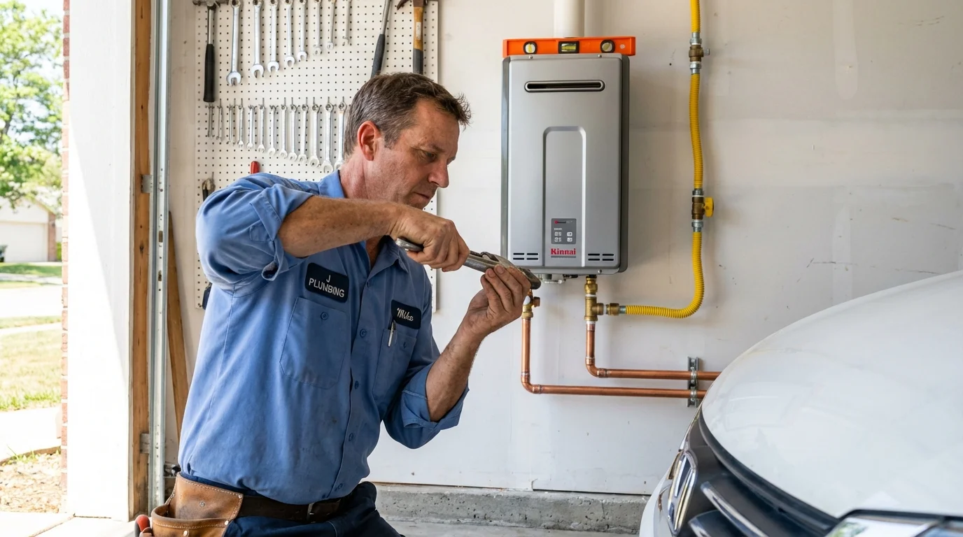 Tankless water heater installation by a Johns Plumbing LLC plumber in Hanson